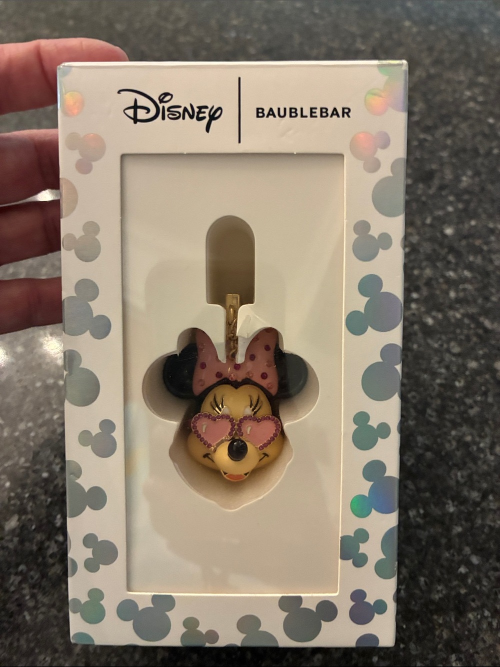 BaubleBar Kids Minnie Mouse Pink and Black Heart Sunglasses Charm
